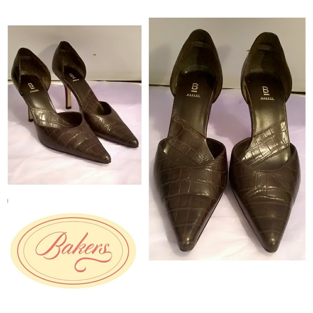Bakers 'Crump II' Brown Leather Pointy Toe Pump 6½